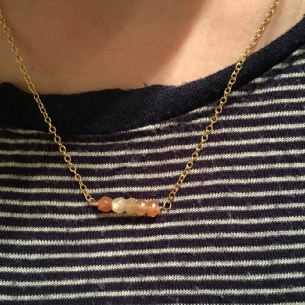 Kris Nations Pink Mystic Bar 18 K Gold Necklace - Picture 8 of 8